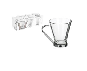 TAZA CRISTAL CAFE CON LECHE ASA METAL PACK 6